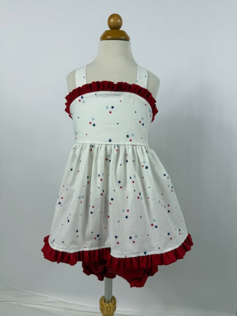Charleston Girl Bloomer Set - Red Blue Navy Star