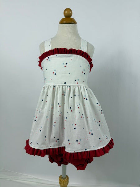 Charleston Girl Bloomer Set - Red Blue Navy Star