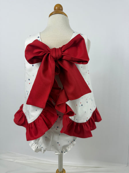 Olivia Girl Bloomer Set - Red Blue Navy Star