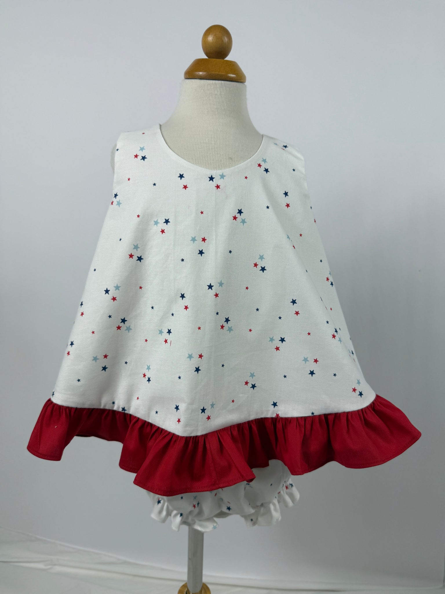 Olivia Girl Bloomer Set - Red Blue Navy Star