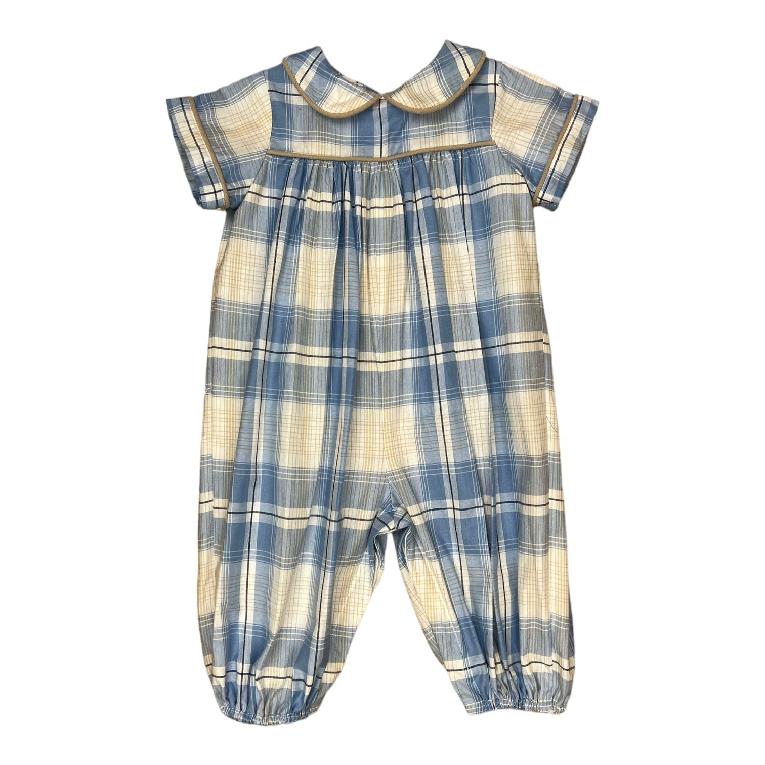 Andrew Long Bubble S/S - Blue Khaki Plaid