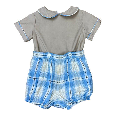 Bob Button On Bubble S/S - Blue Khaki Plaid