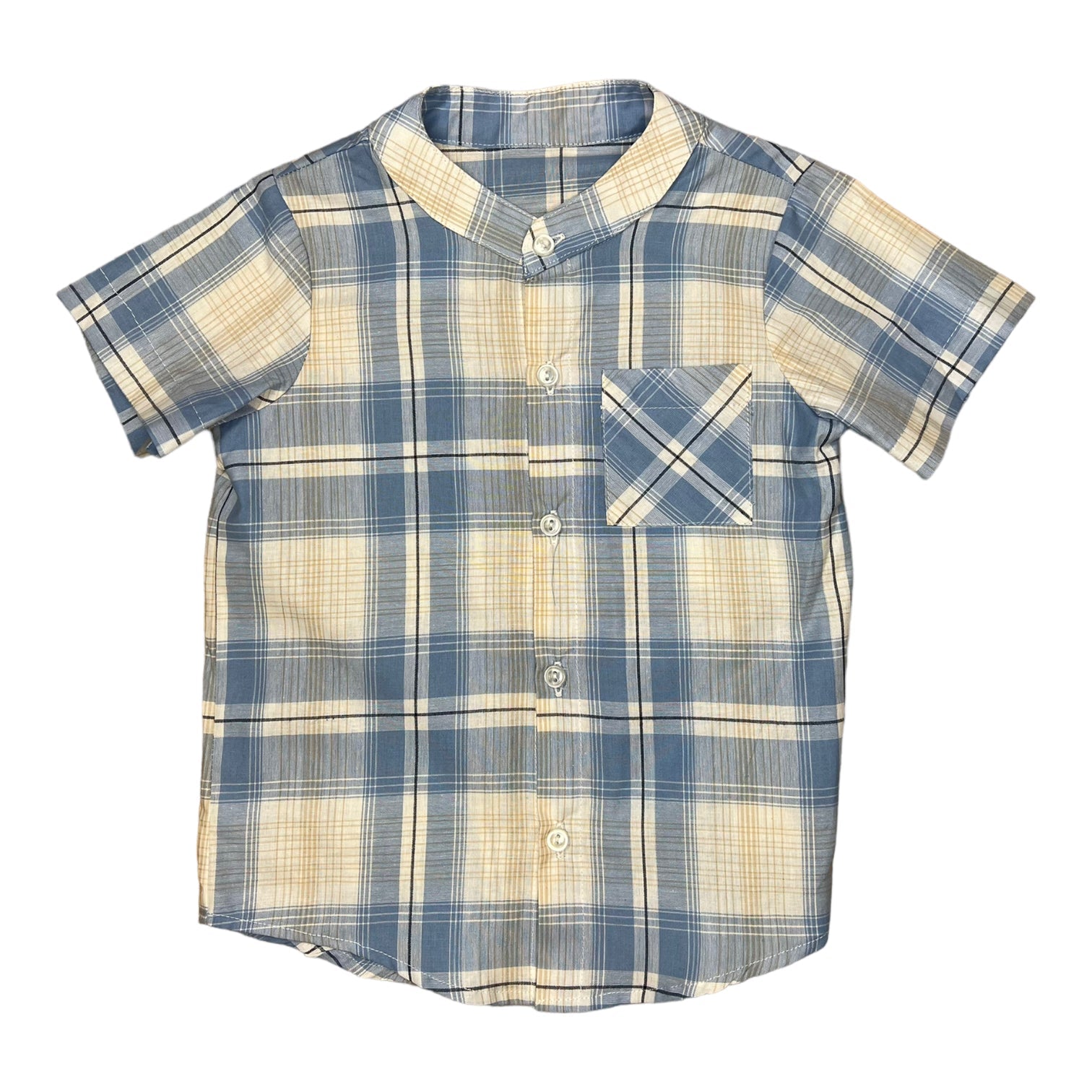 Chad Shirt S/S - Blue Khaki Plaid