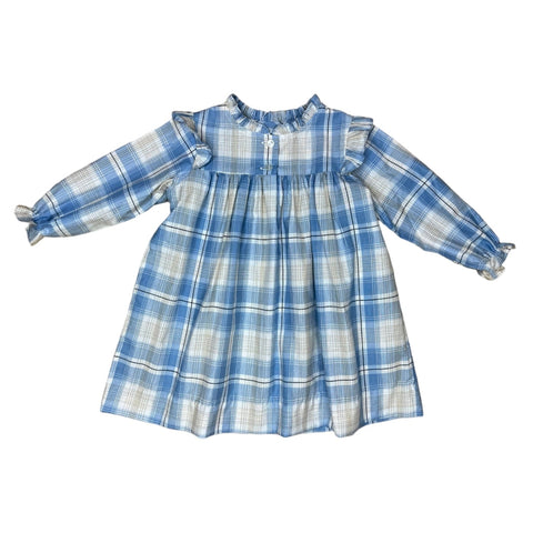 Nancy Dress L/S - Blue Khaki Plaid