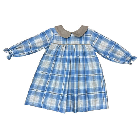 Fiona Dress L/S - Blue Khaki Plaid