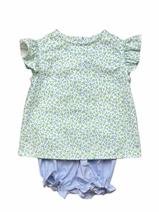 Lacey Girl Bloomer Set - Blue Floral