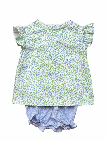 Lacey Girl Bloomer Set - Blue Floral