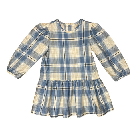 Layla  Dress L/S - Blue Khaki Plaid