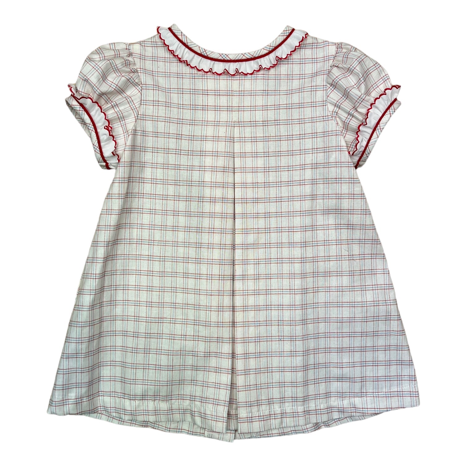 Apron Dress Maggie S/S no Collar - Blue Red Plaid