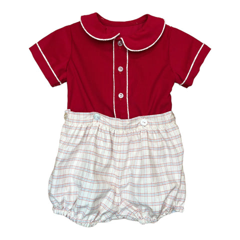 Peter Button On Bubble S/S - Blue Red Plaid