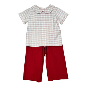 Bob Boy Pant Set S/S - Blue Red Plaid