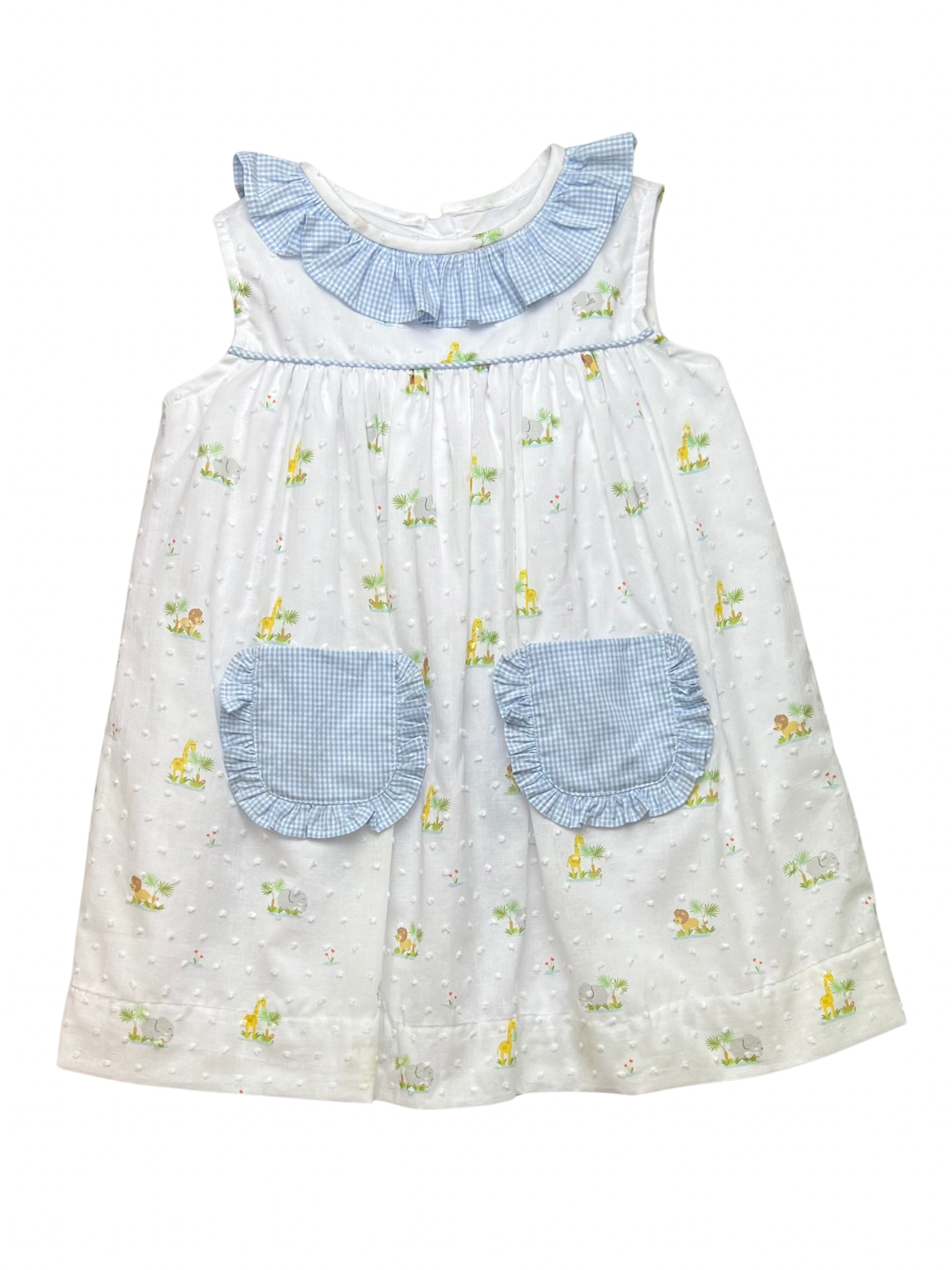 Jolene Dress - Blue Jungle Swiss Dot