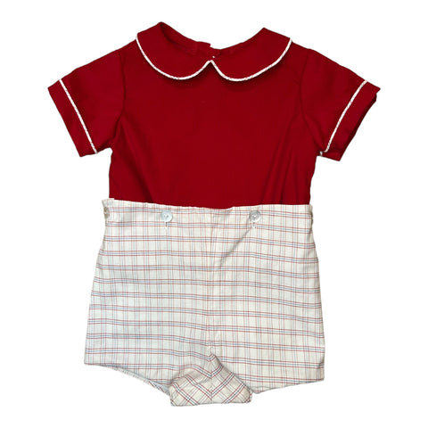 Bob Button on Short S/S - Blue Red Plaid