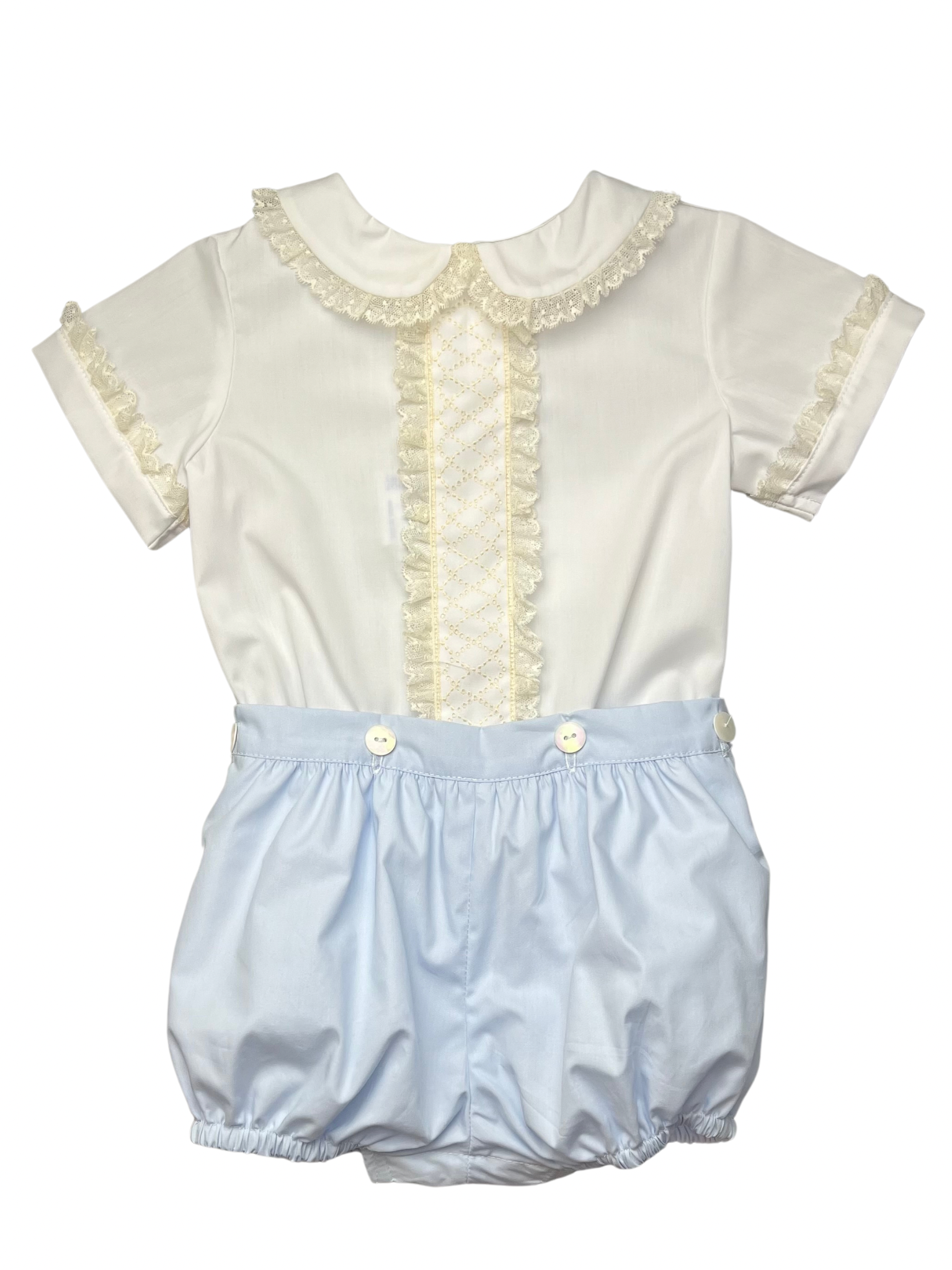 Tyler bubble on Short White Trim - Blue Pima