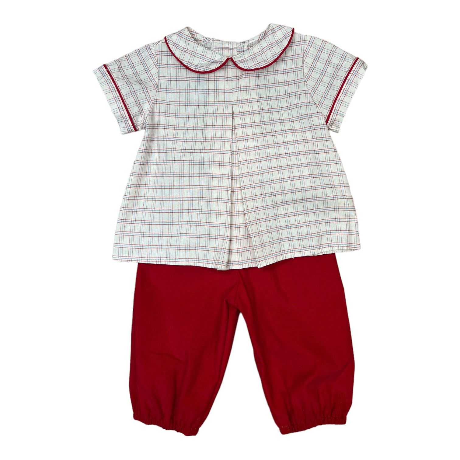 Diaper Boy Bloomer Set - Blue Red Plaid