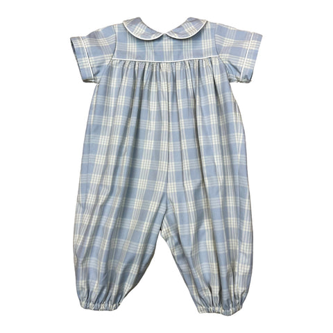 Andrew Long Bubble S/S - Blue White Plaid