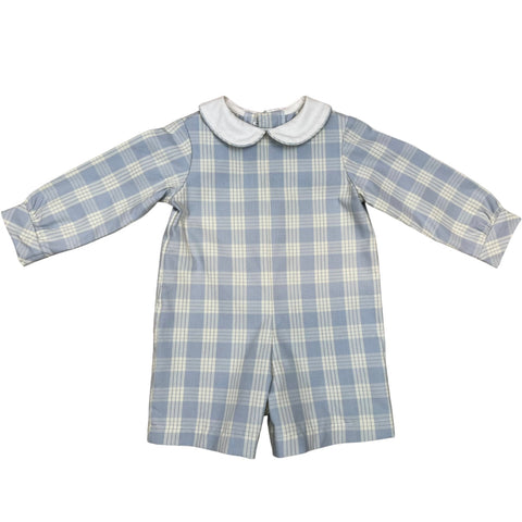 Bill Boy Romper L/S - Blue White Plaid