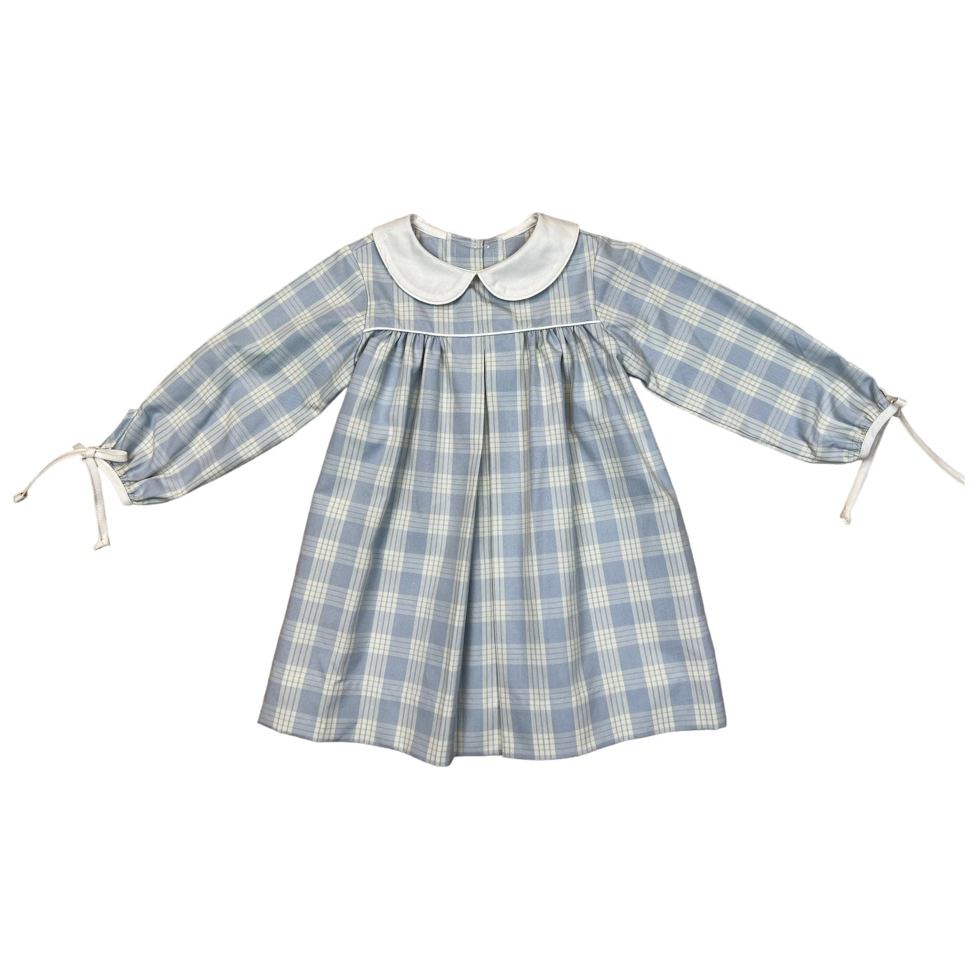 Fiona Dress L/S Ties - Blue White Plaid