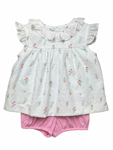 Abriela Girl Bias Short Set - Flower Swiss Dot