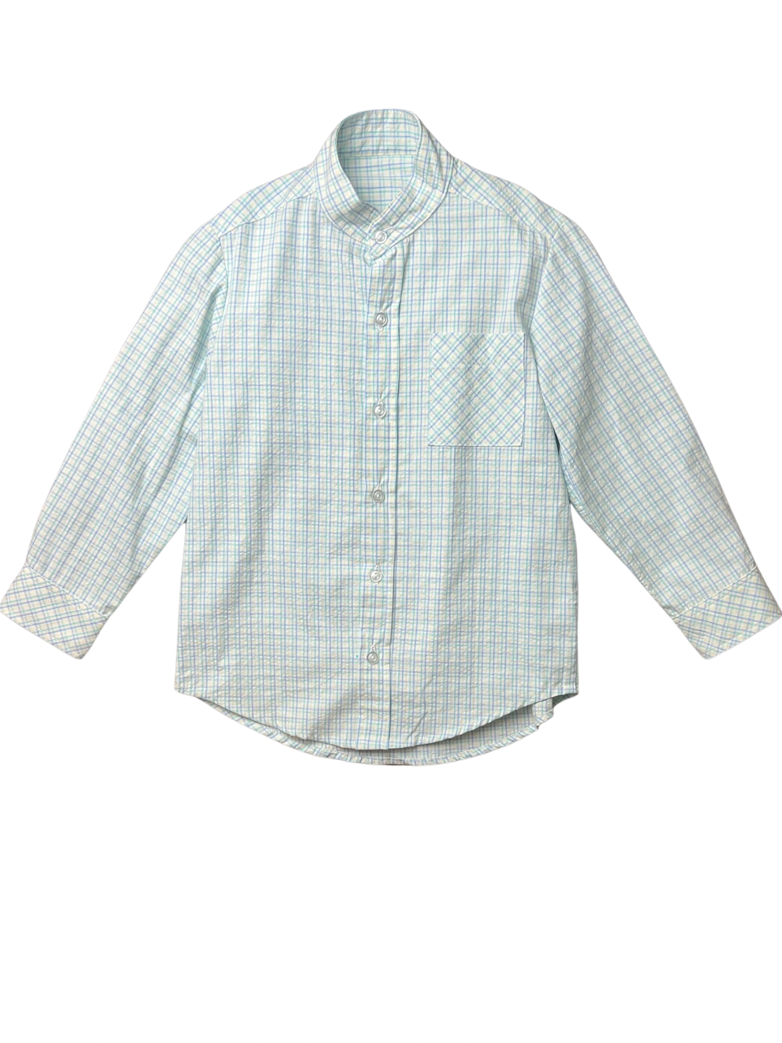 Mandarin Shirt L/S - Multi Plaid