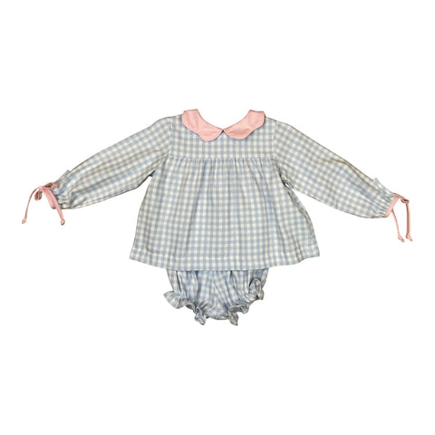 Anna Bloomer Set - Blue Flannel Check