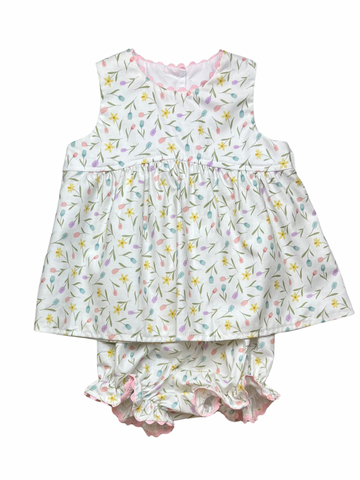 Brook Girl Bloomer Set with Trim - Multi Tulip