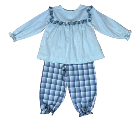 Sydney Bloomer set - Dusty Blue Plaid