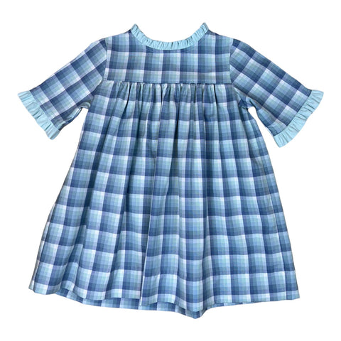 Bethany Dress l/s - Dusty Blue Plaid