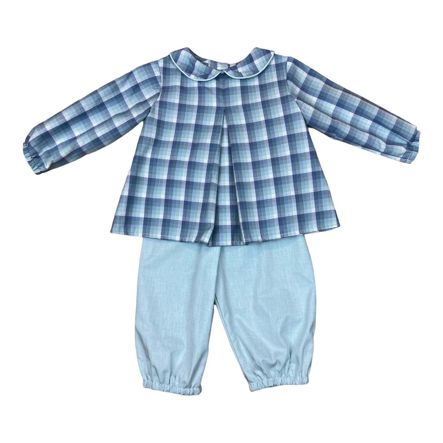 Diaper Boy Bloomer Set - Dusty Blue Plaid