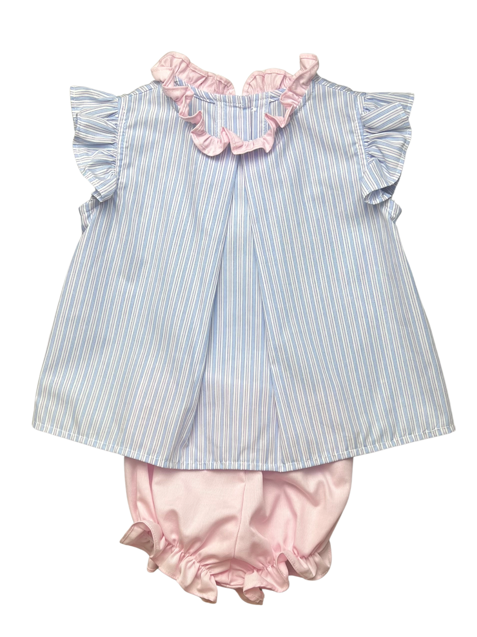 Leslie Girl Diaper Bloomer Set - Pink/Blue Stripe