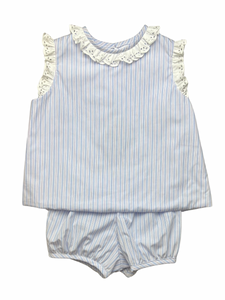 Jill Girl Bias Short Set Trim - Pink/Blue Stripe