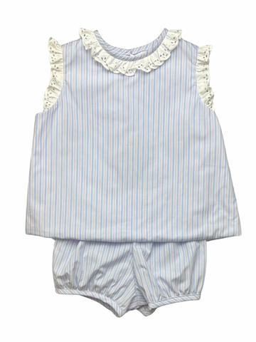 Jill Girl Bias Short Set Trim - Pink/Blue Stripe