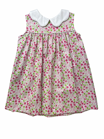 Caroline Dress - Pink Flower Vine