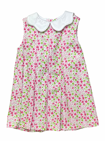 Cindy Dress Sleeveless - Pink Flower Vine
