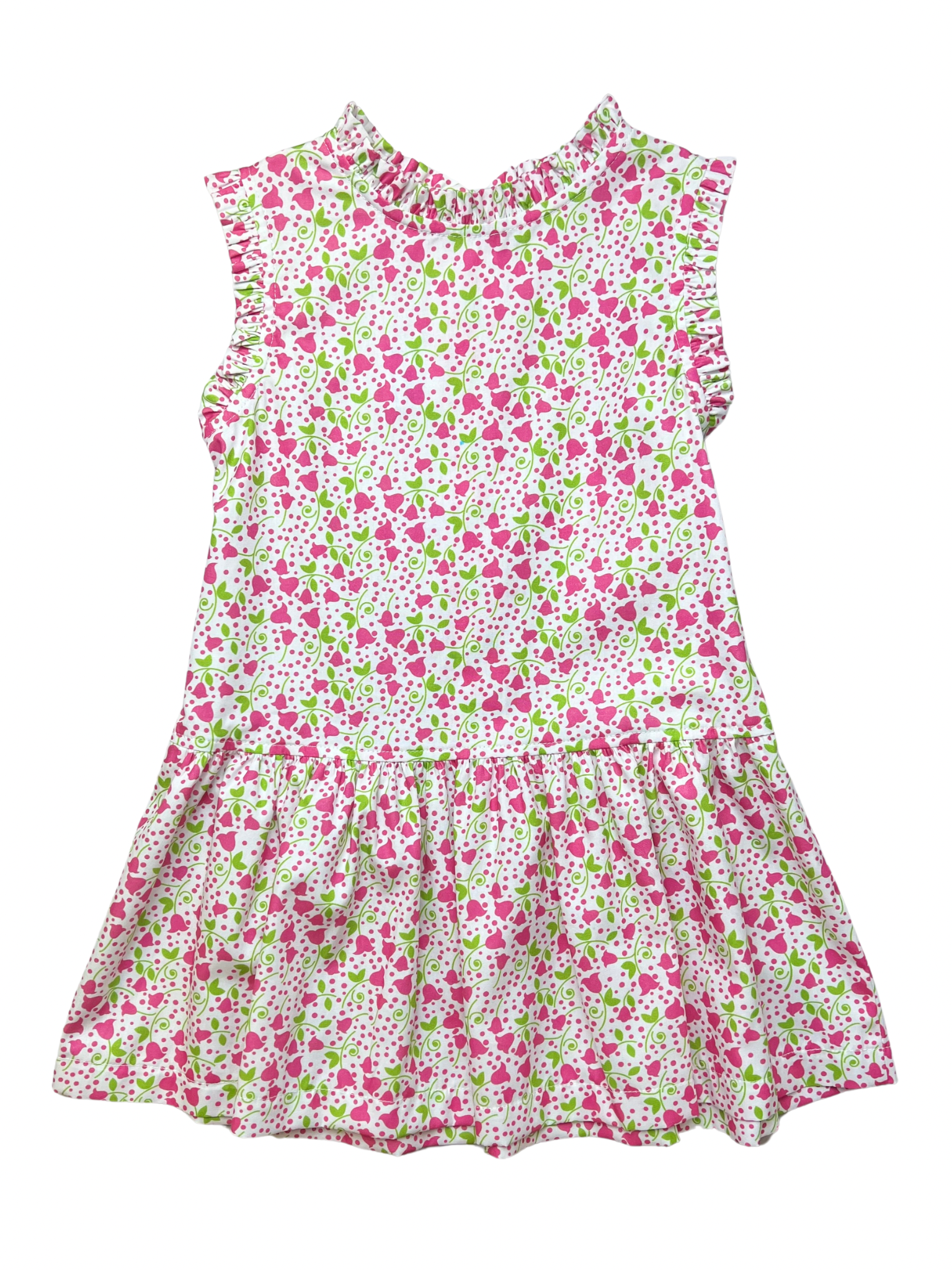 Dropwaist Allie Dress - Pink Flower Vine