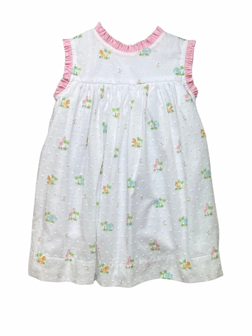 Lottie Dress - Pink Jungle Swiss Dot