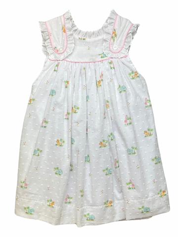 Haley Dress Trim - Pink Jungle Swiss Dot