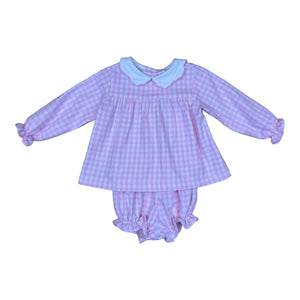 Caroline Girl Bloomer Set - Pink Flannel Check