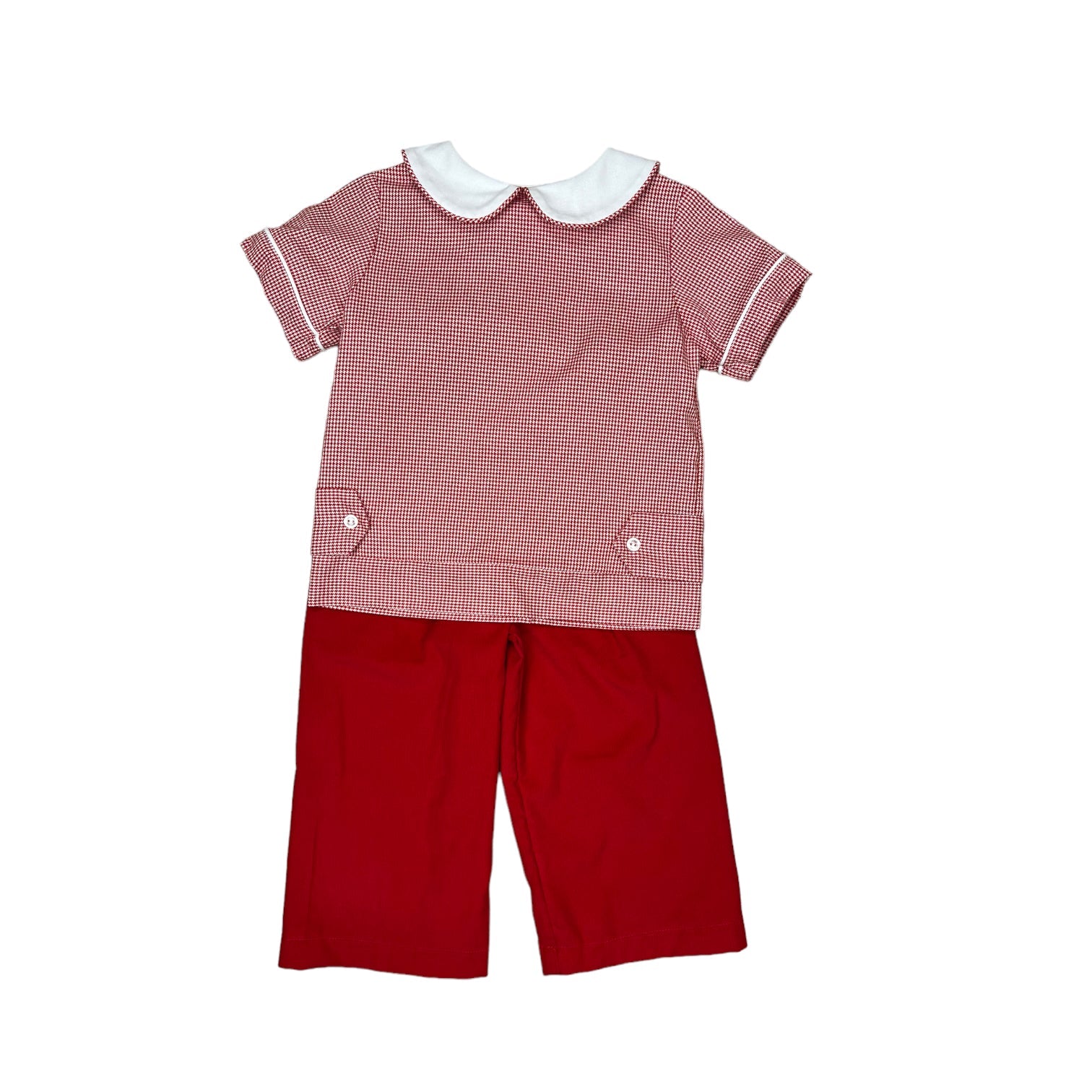 Hank Boy Pant Set - Red Houndtooth