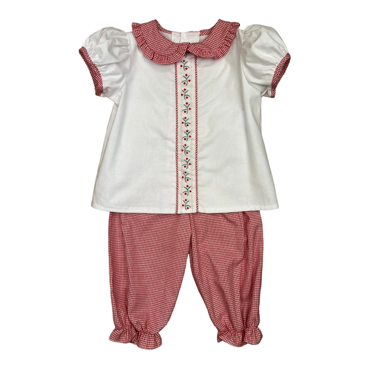 Lucy Girl bloomer Pant Set - Red Houndtooth