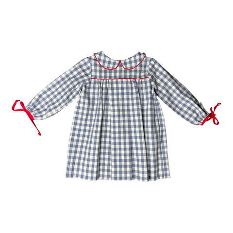 Anna Dress l/s Ties - Slate Check