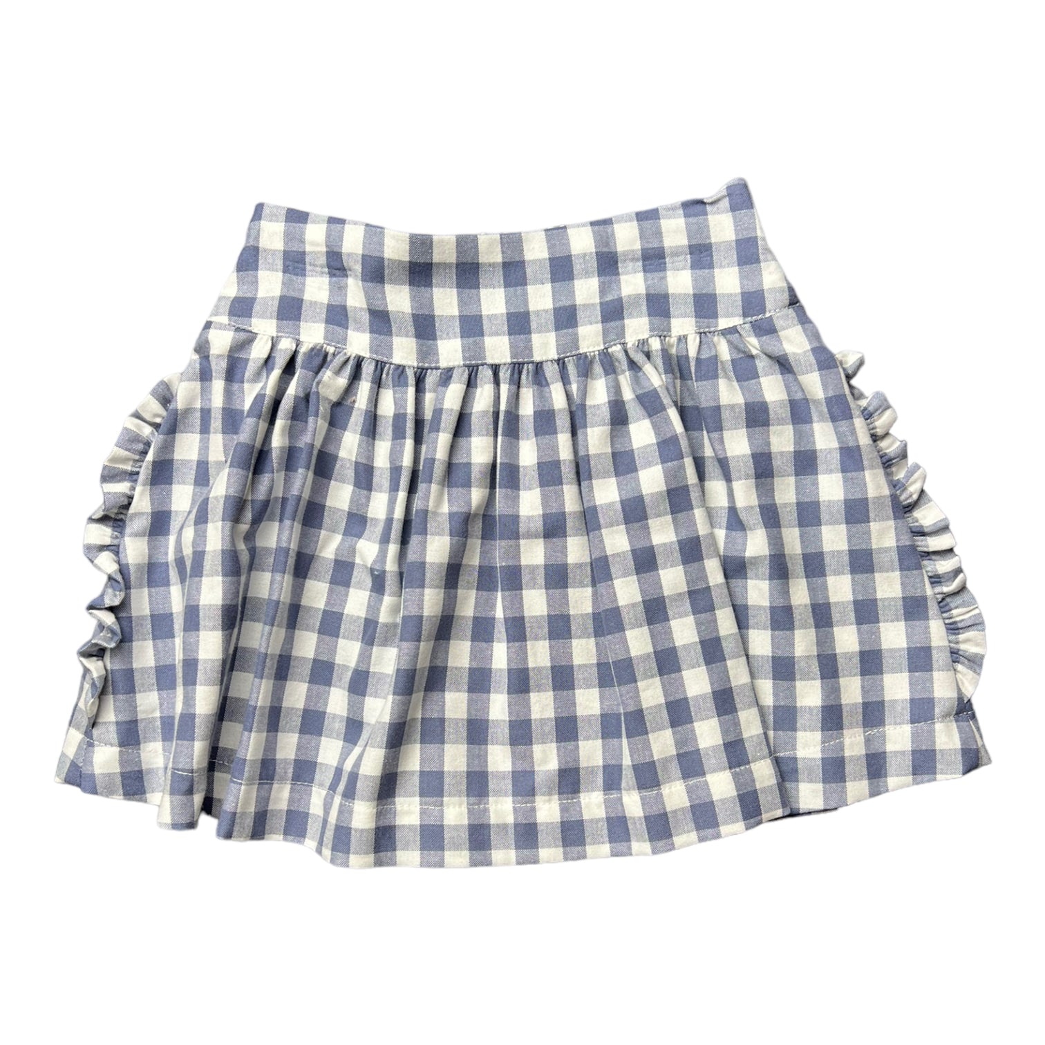 Hazel Skirt with Ruffle - Slate Check