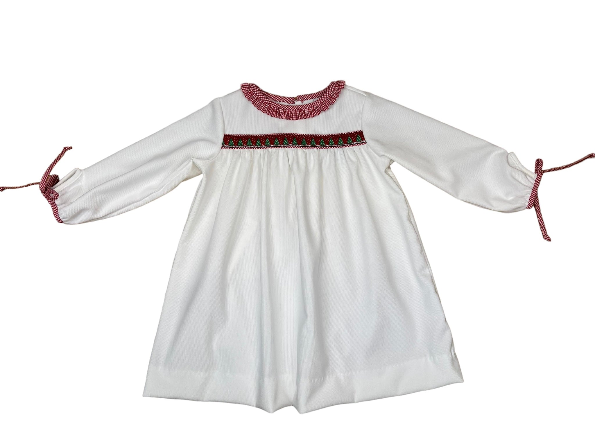 Christy Dress l/s ties - white Cord