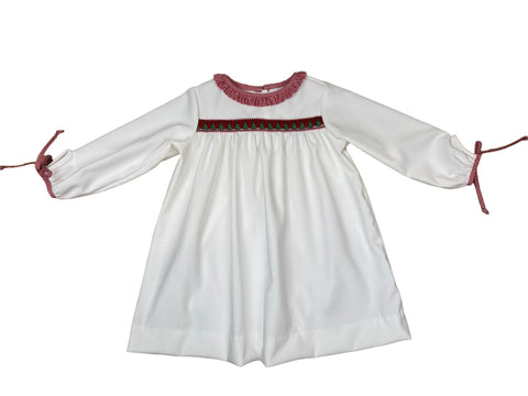 Christy Dress l/s ties - white Cord