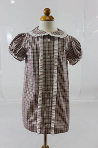 Shirley Dress - Gray Maroon Check