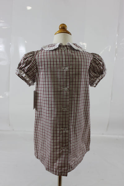 Shirley Dress - Gray Maroon Check