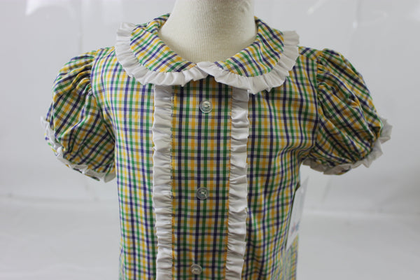 Shirley Dress - Mardi Gras Plaid