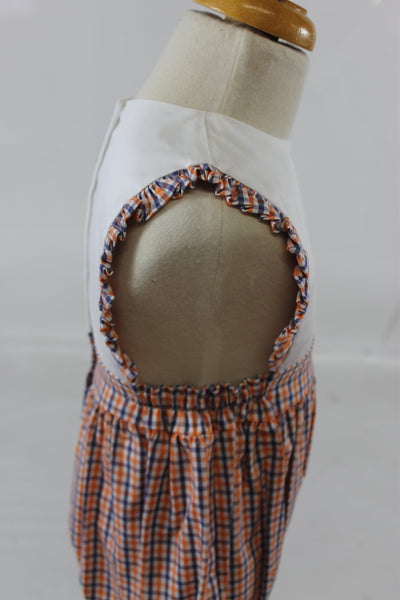 Elizabeth Bubble -Orange Navy Check