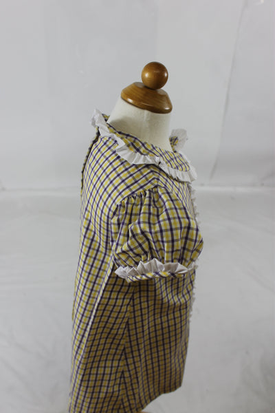 Shirley Dress -Purple Gold Check