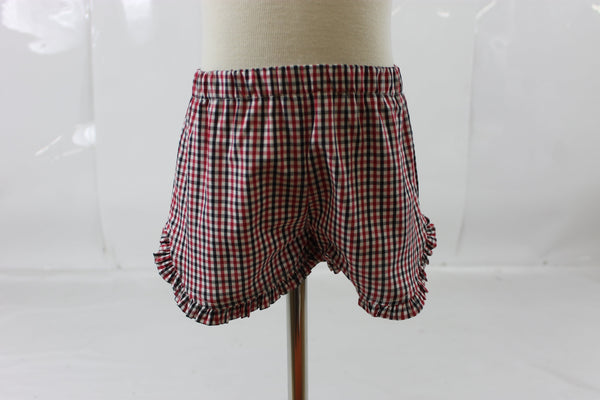 Penelope Girl Ruffle Short Set - Red Black Check